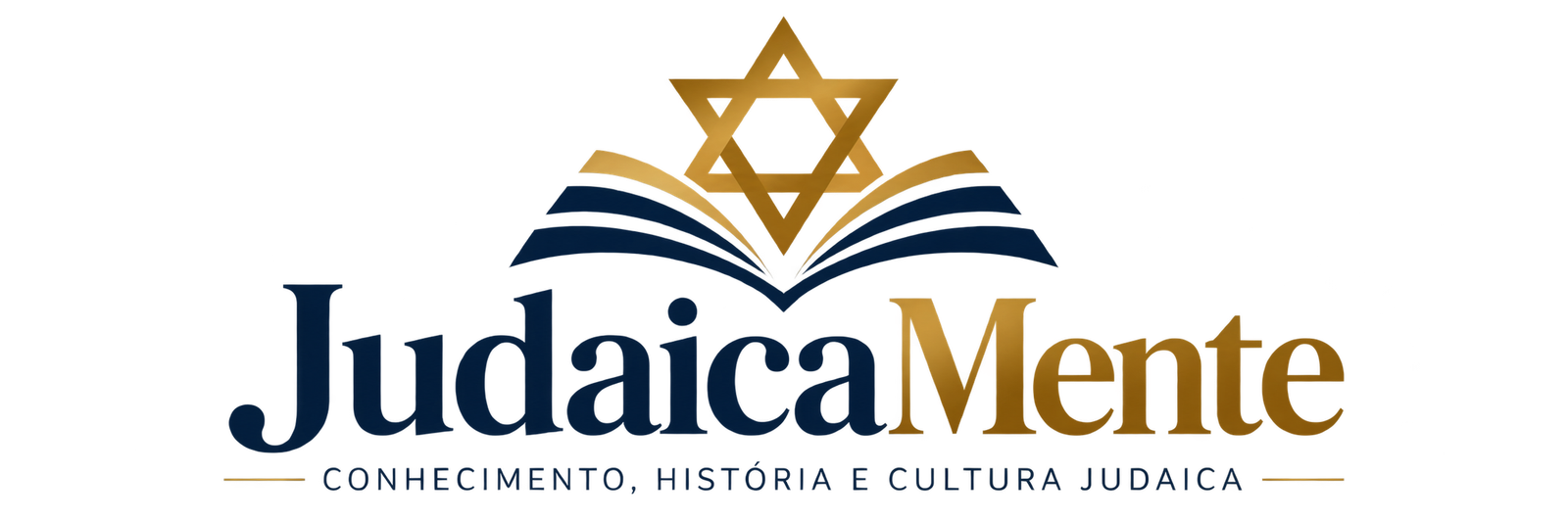Logotipo JudaicaMente com Estrela de Davi e livro aberto